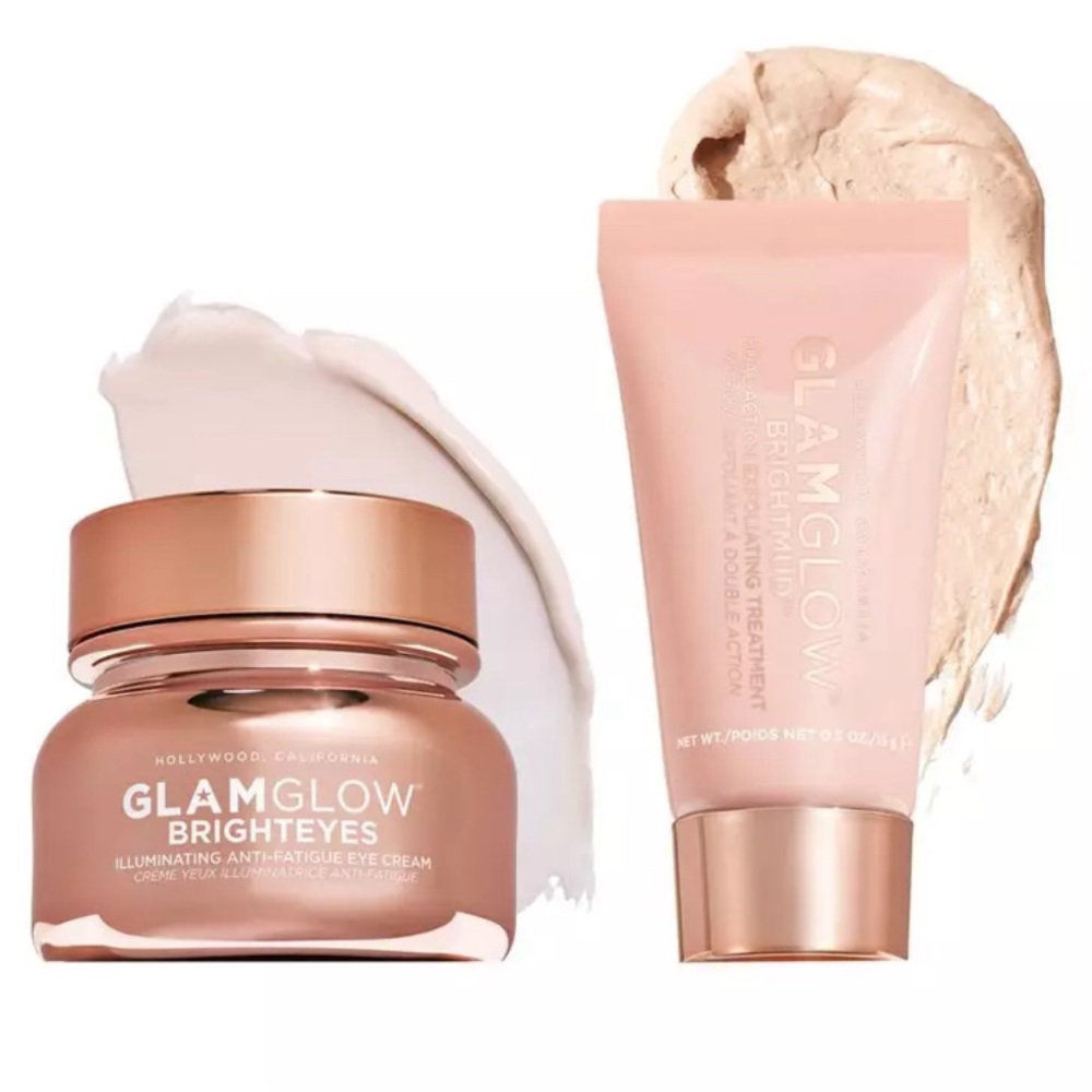 GLAMGLOW Brightmud Exfoliating Mask .5oz & 2Bright Eyes Eye Cream Samples Sealed